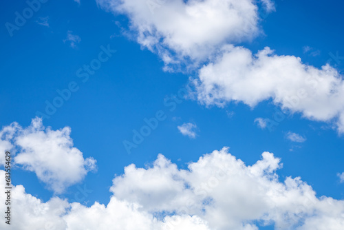 Bright blue sky with light clouds. Calm texture or background