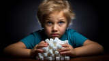 Kid say no for sugar, diabetes disease concept