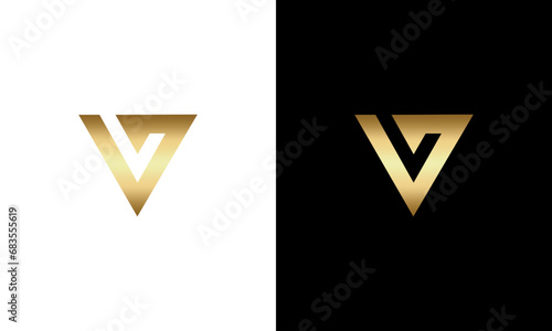collection of initials v in gradient gold color with black and white background vector logo design photo