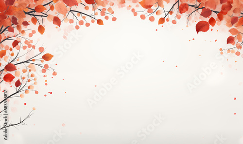 Autumn leaves on white background illustration with copy space - Colorful Leaves on a Blank Canvas
