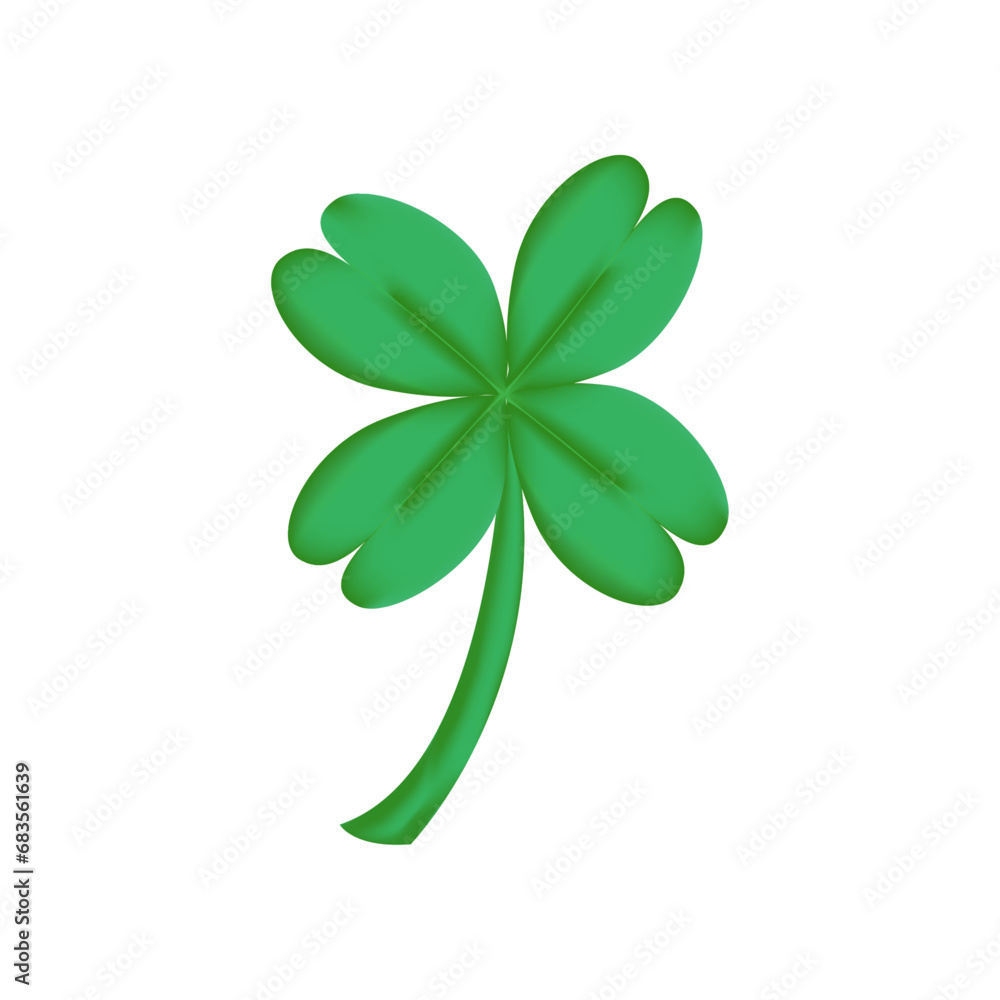 Fototapeta premium Irish shamrock isolated on white background Green clover symbol of a St Patrick day Vector illustration