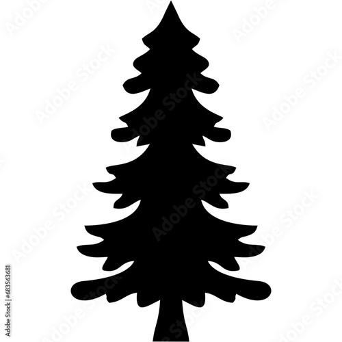 Christmas Tree Silhouette vector black color 
