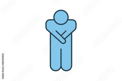 shyness icon. human shy. flat line icon style. simple vector design editable