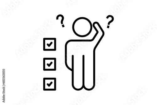 dilemma icon. confused with multiple choice. line icon style. simple vector design editable