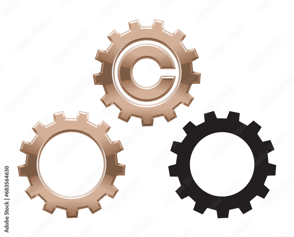 Set of gear icons Set of gear icons