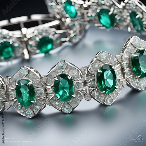 A Platinum Bracelet With Emeralds On Each Link 979012662