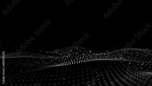 Abstract digital particle wave and light abstract background. Technology digital wave background concept. abstract motion wave blue dots with glowing defocused particles background. photo