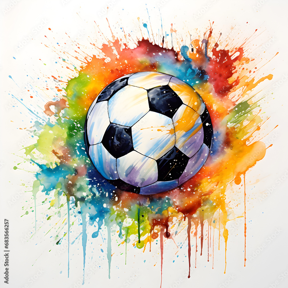 Soccer watercolor painting splash art
