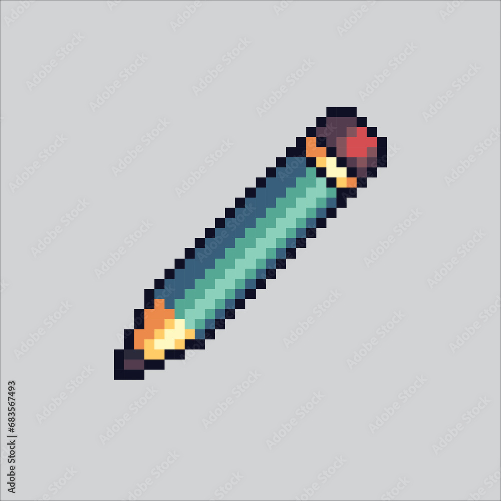 Pixel art illustration Pencil. Pixelated Pencil. School Pencil ...