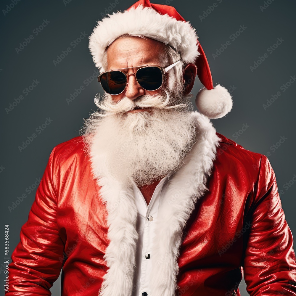 Trendy Santa Claus with glasses and copyspace Trendy Santa Claus with glasses and copyspace