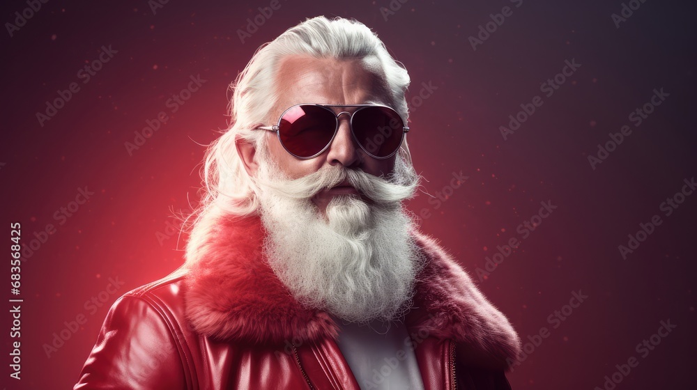 Trendy Santa Claus with glasses and copyspace Trendy Santa Claus with glasses and copyspace