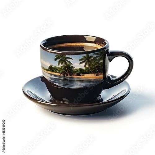 Minimalistic Elegance  The Artistic Beauty of a Black Coffee Cup on White Canvas Generative AI