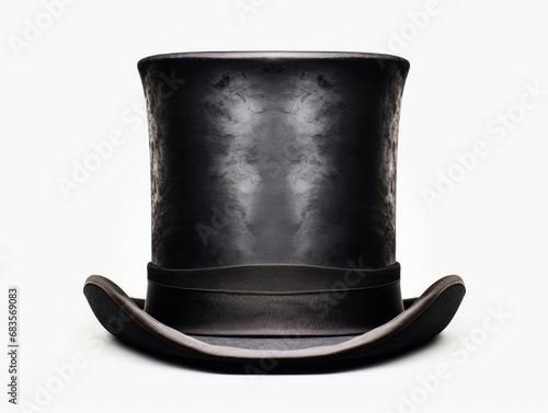 Sleek Elegance: Captivating Black Top Hat Isolated on Pristine White Background Generative AI