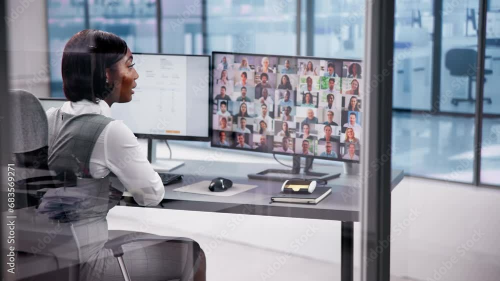 Watching Multiple Office Computer Monitors - eLearning Stock Video ...