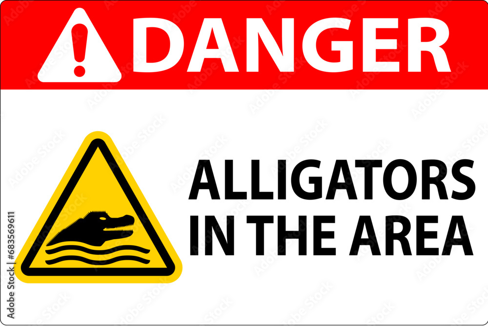 Danger Alligators In The Area Sign Danger Alligators In The Area Sign