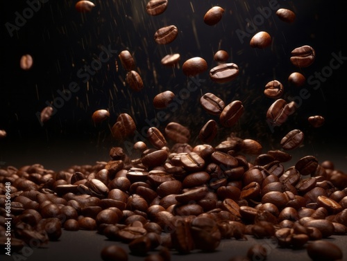 Mesmerizing Dance of Coffee Beans  Discover the Journey of Your Favorite Brew Generative AI