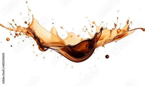 Explosive Aroma: Unveiling the Beauty of Coffee Splashes on a Pristine White Canvas Generative AI