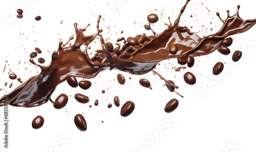Captivating Plunge: Coffee Beans Diving into a Chocolate Sea! Generative AI