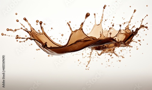 Explosion of Flavor: The Artistic Capture of a Coffee Splash on a White Background Generative AI