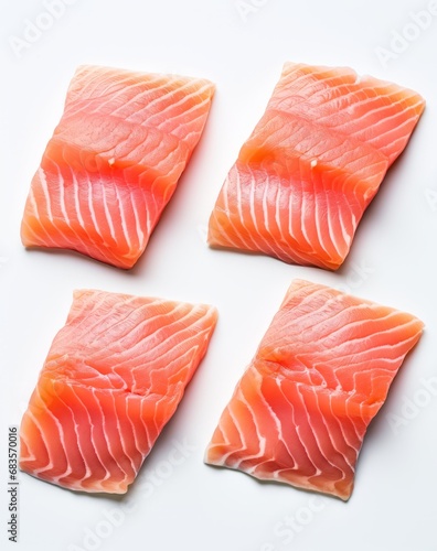 Freshness Defined: Exquisite Salmon Delights on Pristine White Generative AI
