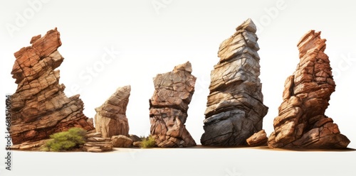 Mesmerizing Quartet: The Majestic Showcase of Four Unique Rock Sculptures Generative AI