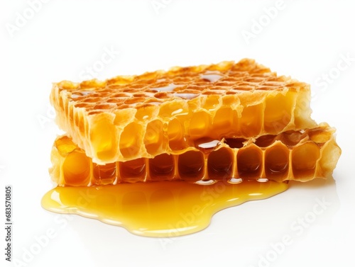 Experience the Natural Sweetness: Unveiled Honeycomb Slice Dripping with Golden Honey Generative AI