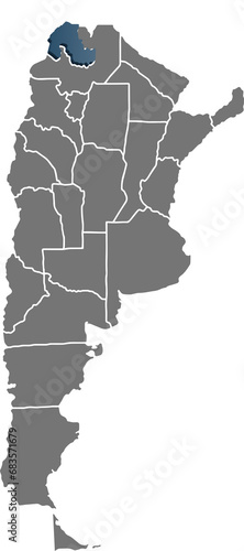 JUJUY MAP ARGENTINA DEPARTMENT ISOMETRIC MAP