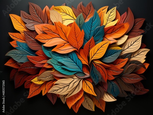 Vibrant Display  Autumn s Palette in 3D - A Dive into Seasonal Colors  Generative AI