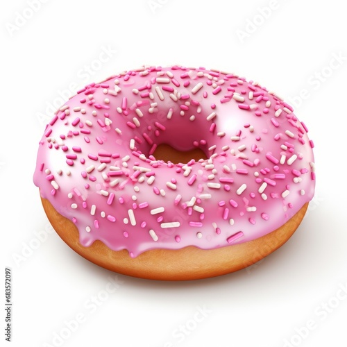 Indulge in Decadent Pink Sprinkle Glazed Doughnuts: A Visual Treat! Generative AI