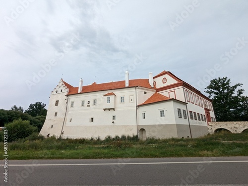 Cervena Recice castle  aerial panorama view, czech cityscape,vysocina Region,Czechia,Europe photo