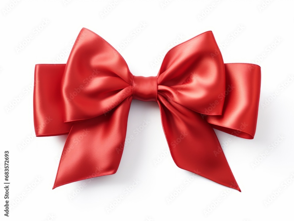 Stunning Red Satin Bow: A Perfect Detail for Elegant Gifts! Generative AI