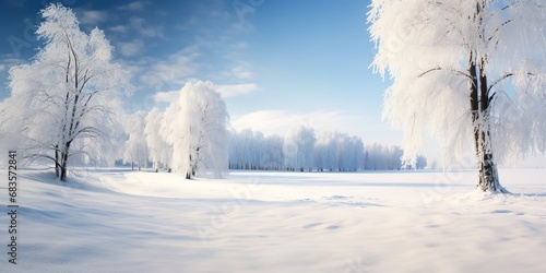 winter landscape with snow covered trees © Pedro