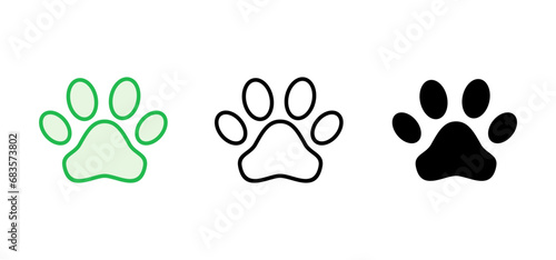 Paw icon set. paw print icon vector. dog or cat paw