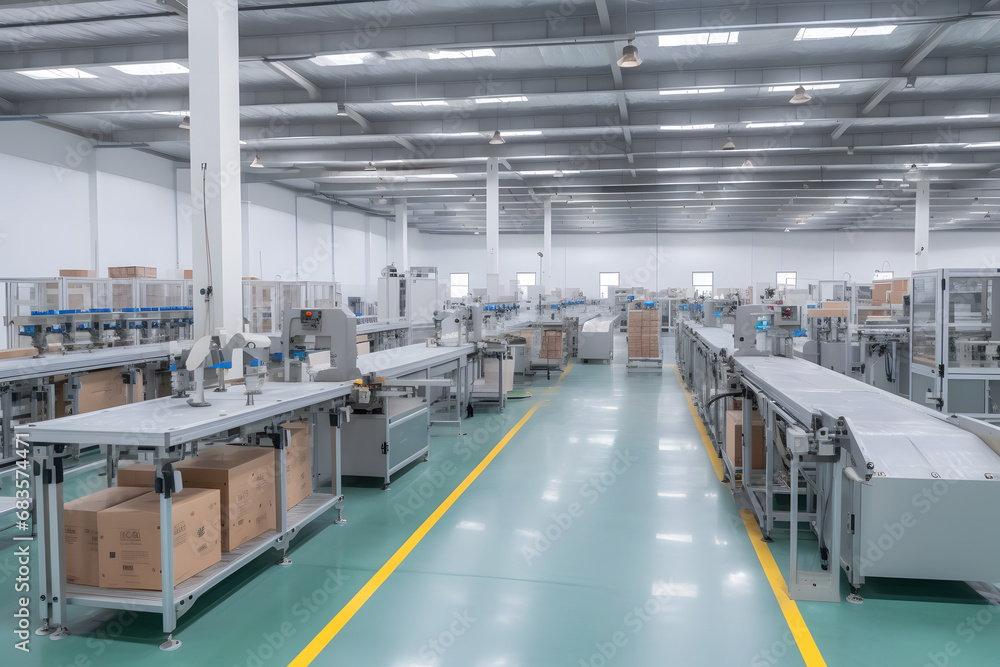 Obraz premium Large factory workshop space building. Neural network AI generated