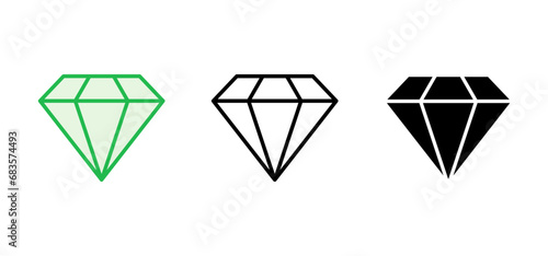 Diamond icon set. diamond gems vector icon.