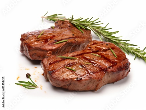 Succulent Twin Steaks with Aromatic Rosemary: A Feast for the Eyes! Generative AI
