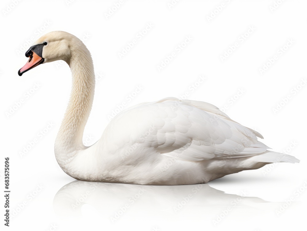 Fototapeta premium Captivating Grace: An Enthralling Capture of a Solitary White Swan Generative AI