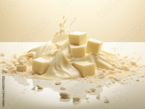 Delight in the Irresistible Allure of Pure White Chocolate Pieces! Generative AI