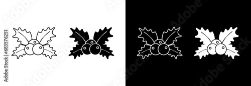 Holly berry icon, Christmas symbol or decoration.