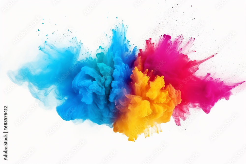 Dynamic Freeze Motion of Colored Powder Explosions - High-Speed Photography Capturing Vibrant Bursting Pigments Created with Generative AI Tools