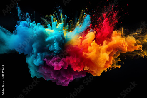 Dynamic Freeze Motion of Colored Powder Explosions - High-Speed Photography Capturing Vibrant Bursting Pigments Created with Generative AI Tools