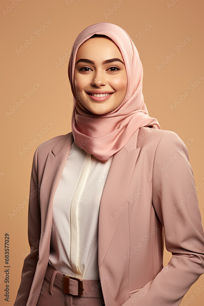 Portrait of a beautiful arab woman smiling, wearing hijab Portrait of a beautiful arab woman smiling, wearing hijab