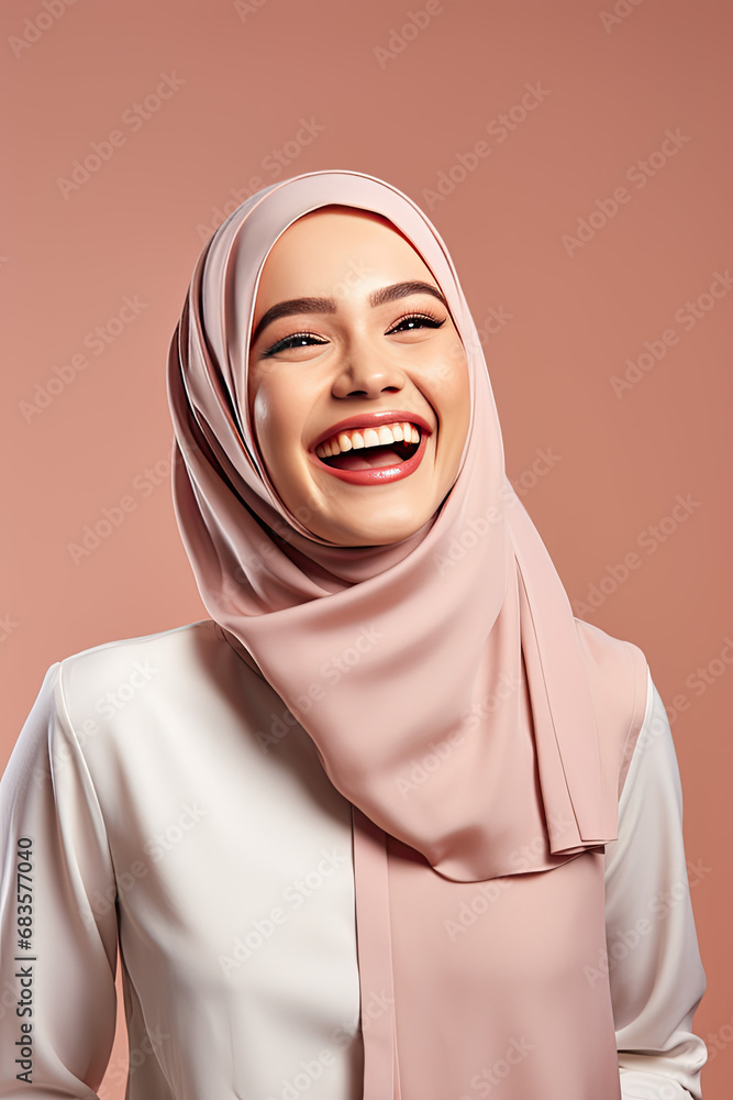 Portrait of a beautiful arab woman smiling, wearing hijab Portrait of a beautiful arab woman smiling, wearing hijab
