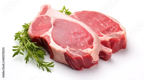 Authentic image capturing pork meat in a photo against a white background photo