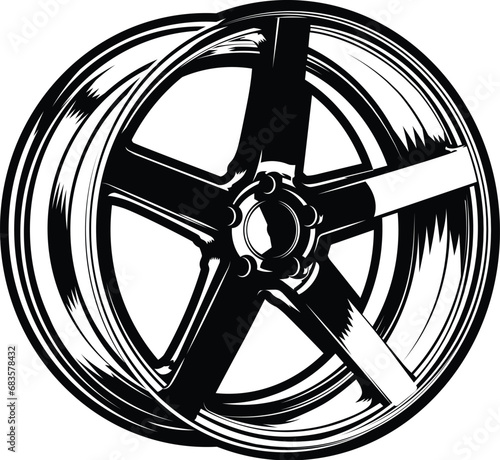 Car disk on a white background. Stylish car part. Car tuning disc