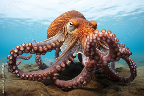 Mesmerizing Close-Up of a Common Octopus - Created with Generative AI ToolsMesmerizing Close-Up of a Common Octopus - Created with Generative AI Tools