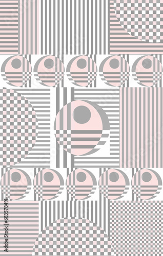 Pink Grey White Stripe Geometric