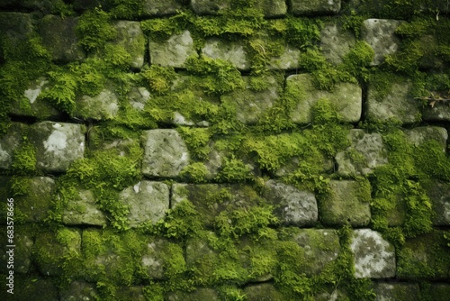 Background texture of bricks with moss on them