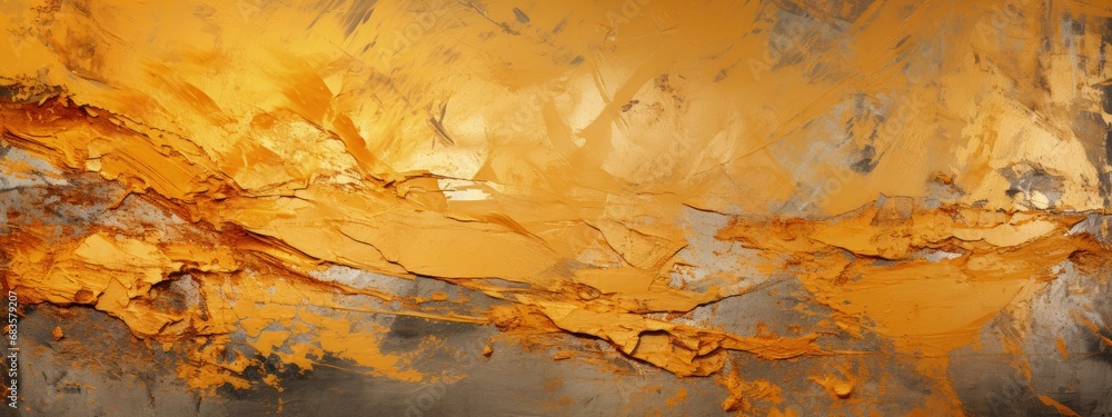 Golden Abstract Painting with Rich Textures and Earthy Tones