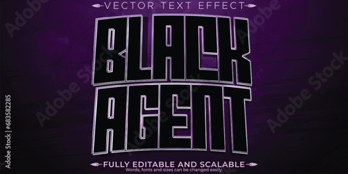 Black Agent text effect, editable spy and covert customizable font style